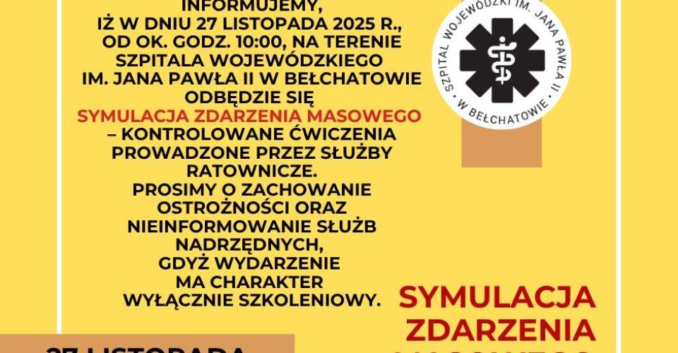 SYMULACJA ZDARZENIA MASOWEGO 27.11.2025r.