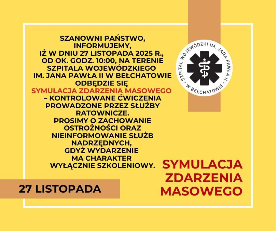 Aktualność SYMULACJA ZDARZENIA MASOWEGO 27.11.2025r.