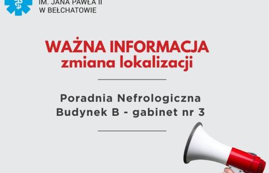 Poradnia Nefrologiczna zmieniła lokalizację.